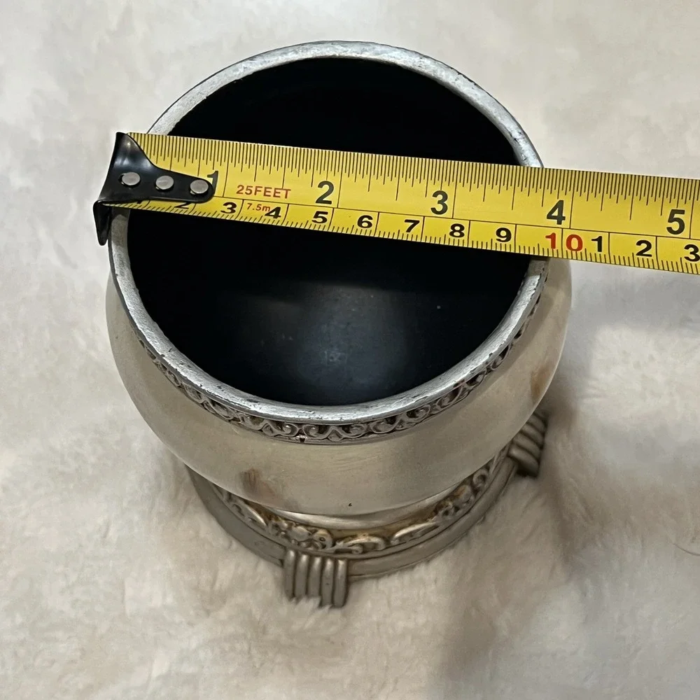 Marble Look Footed Tumbler Brown Great For Bathroom Organizer‎ EUC